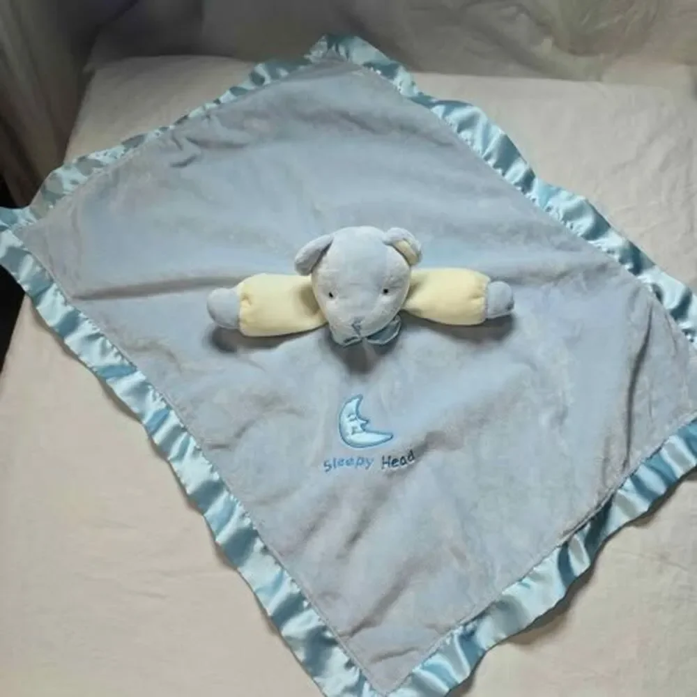 Blue bear lovey woobie security blanket 